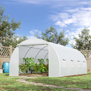 SERRA DA GIARDINO 595x300x200 cm in Plastica Bianca con 8 Finestre Avvolgibili