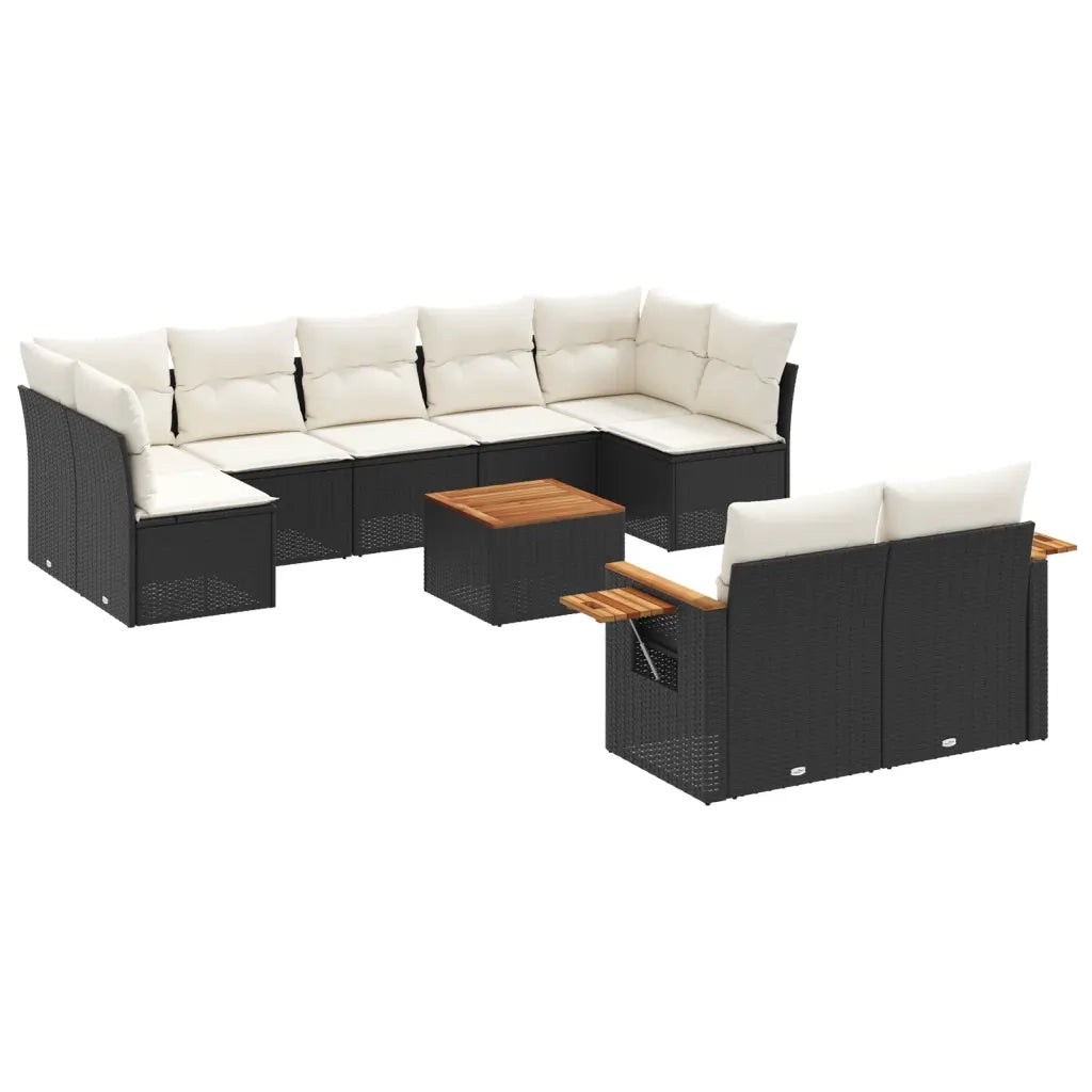 Set Divani da Giardino 10pz con Cuscini in Polyrattan Nerocod mxl 88799
