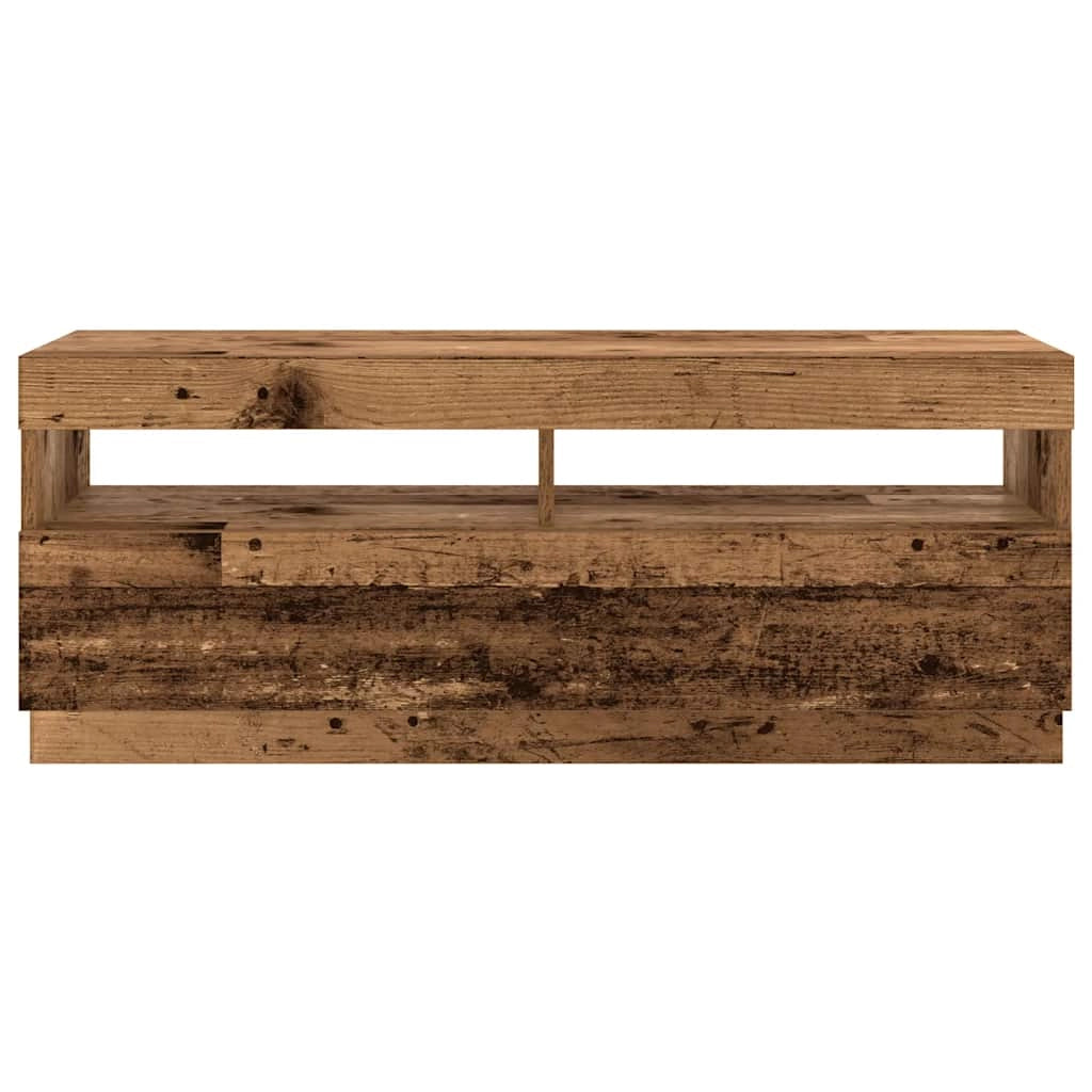 Set di 3 mobili porta TV con luci a LED ampia capacità di contenimento 300 x 35 x 40 cm legno composito finitura effetto legno anticato 02_0055889