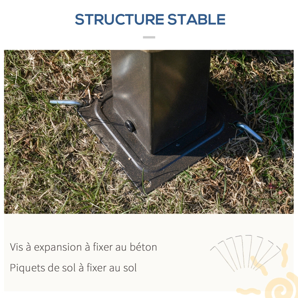 Tonnelle da giardino con 4 pareti e doppio tetto ¨C zephmum ¨C grigio 3x3 m