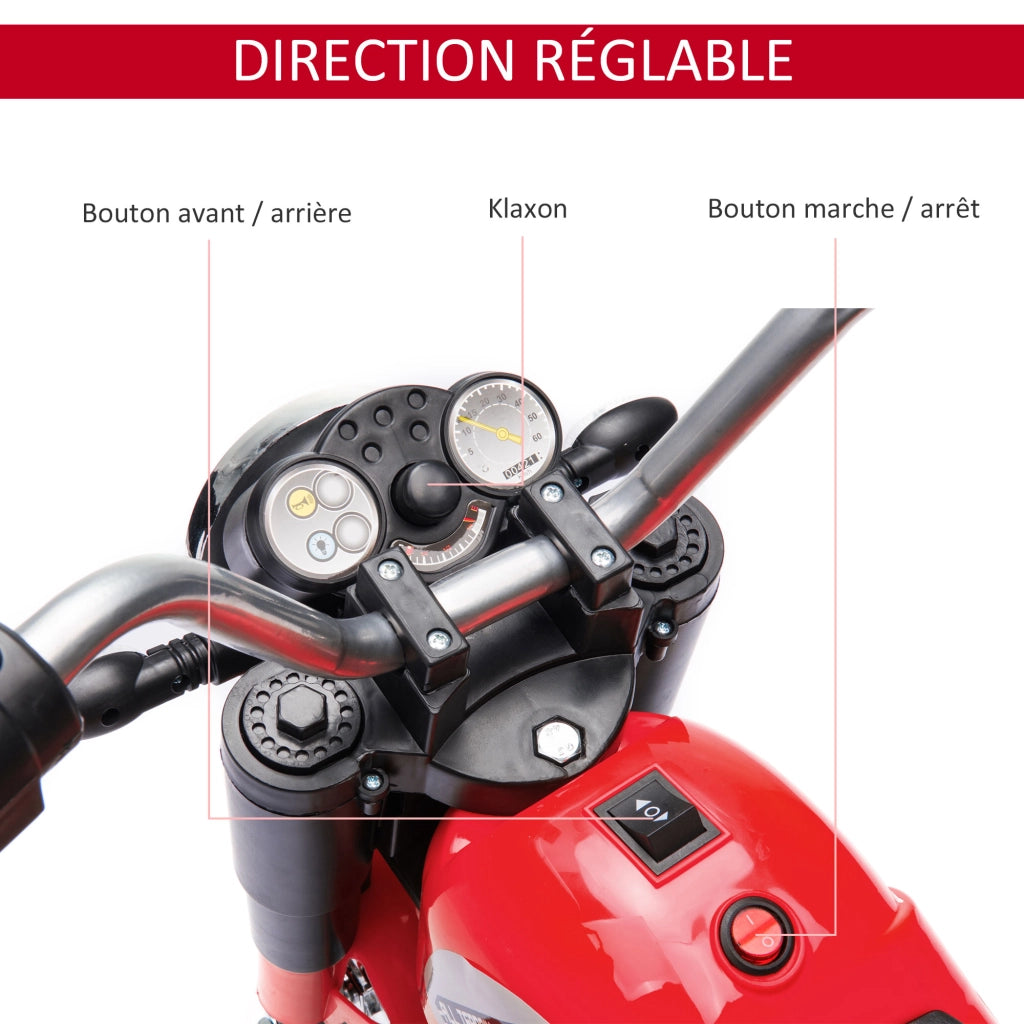 Moto Elettrica per Bambini Chopper 6V 20W ¨C zephmum ¨C Rosso Nero