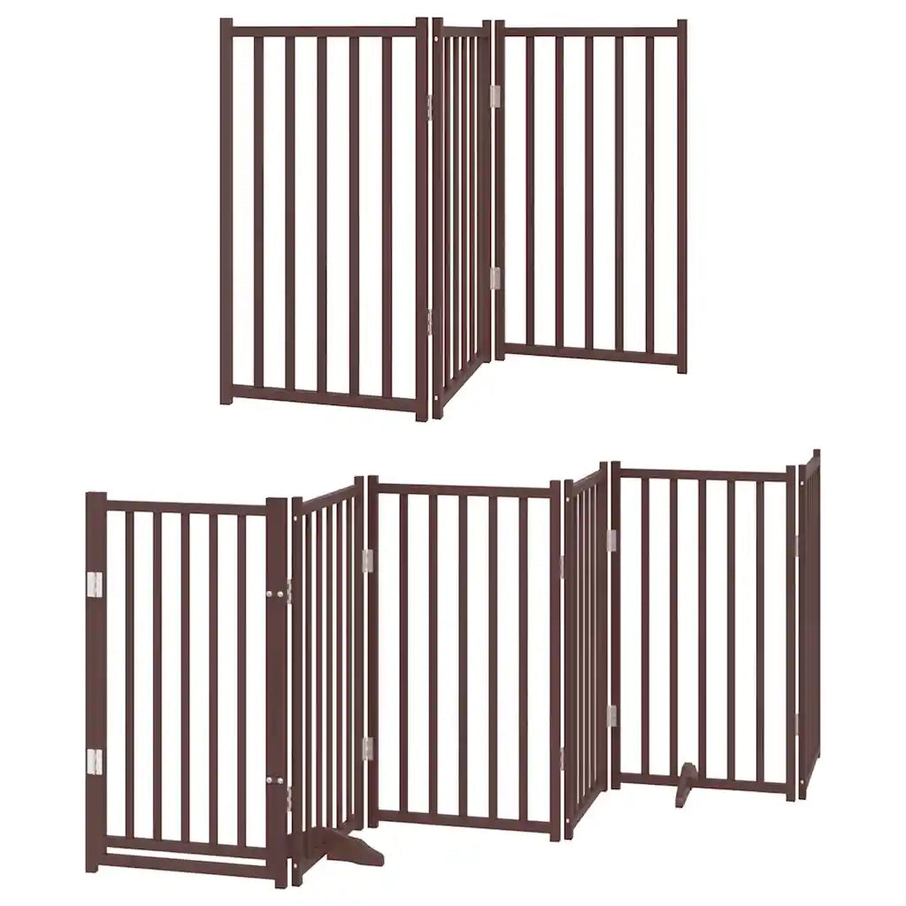Cancello Cani Porta Pieghevole Marrone 9 Pannelli 450cm Pioppo 3155718