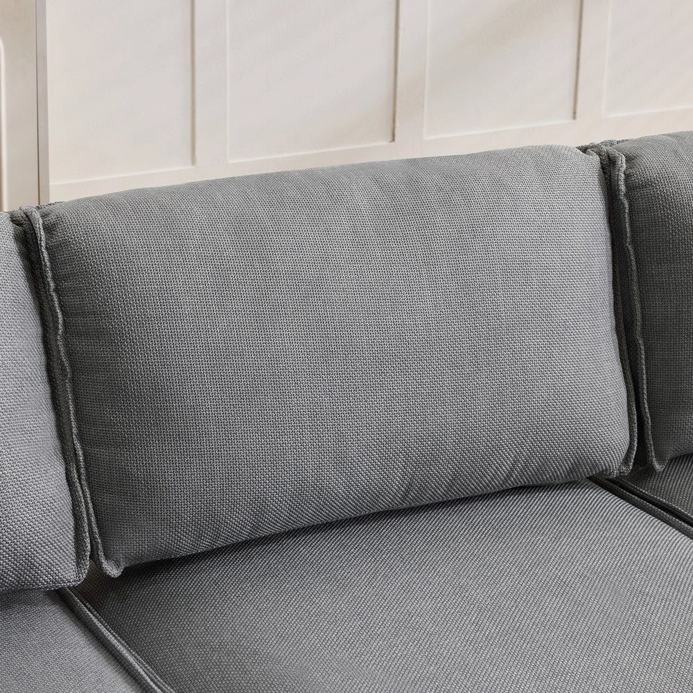 Divano Modulare 5 Posti in Legno e Tessuto ¨C Xylo ¨C Grigio Chiaro