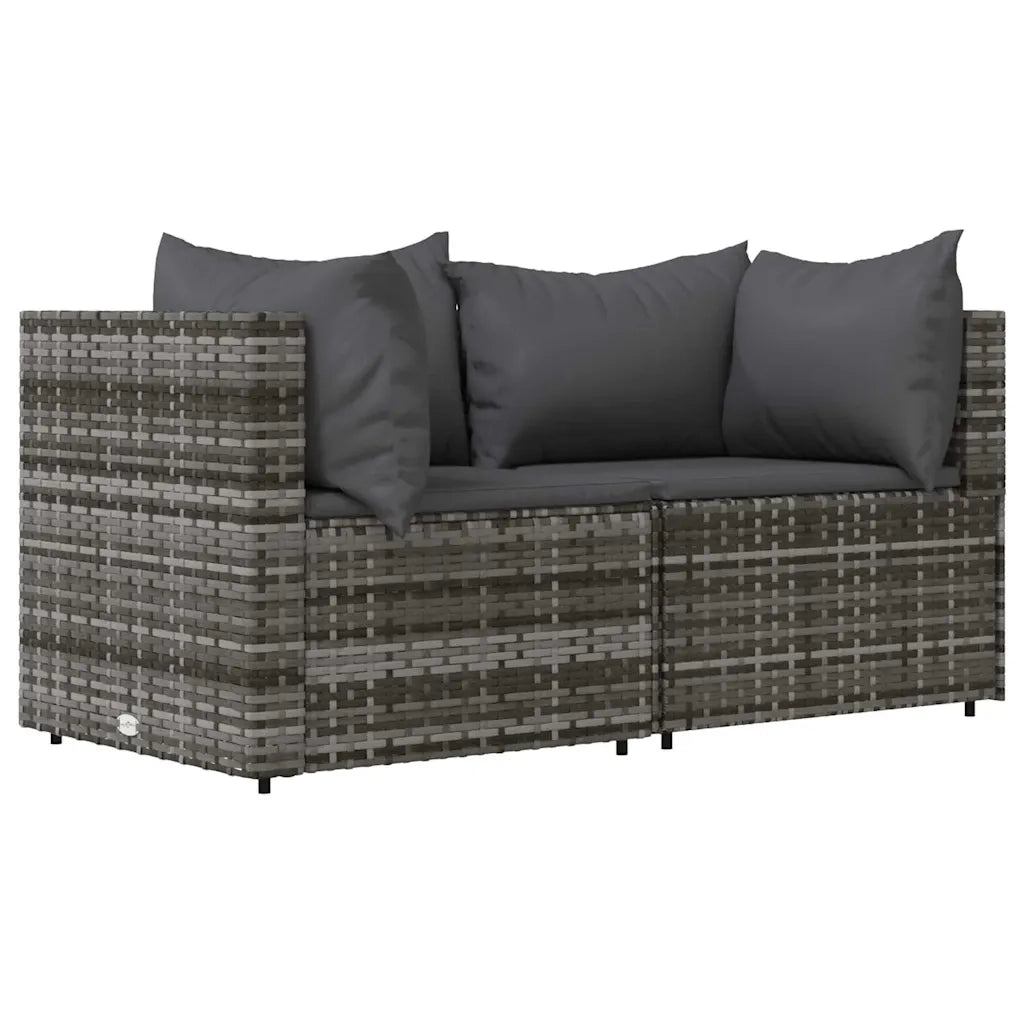 Divani Angolari da Giardino con Cuscini 2pz Polyrattan Grigio 319762