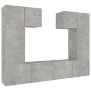 Set di Mobili Porta TV 6 pz | Armadietto TV | Mobile Porta TV Grigio Cemento in Legno Multistrato
