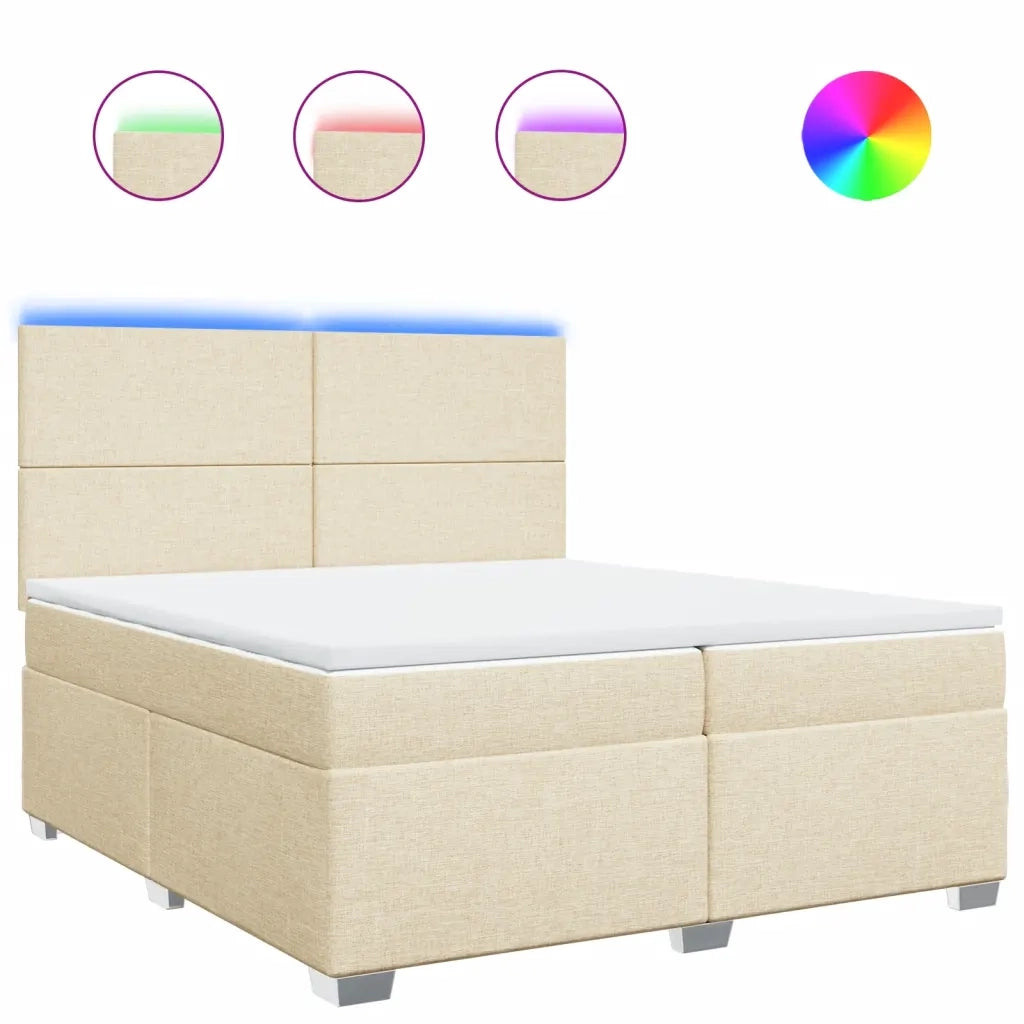 Giroletto a Molle con Materasso Crema 200x200 cm in Tessuto 3292893