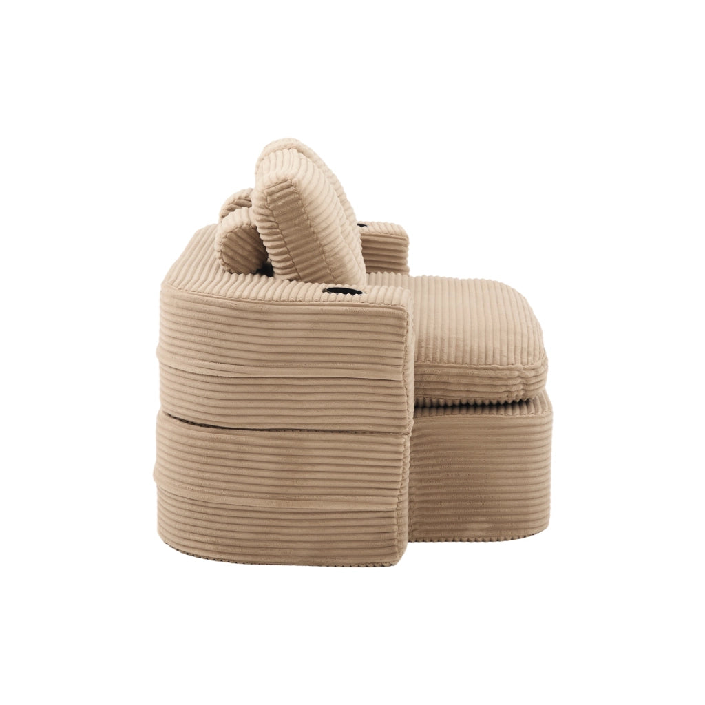 Poltrona letto 2 in 1 con seduta extra profonda schienale alto e doppio portabicchieri in velluto a coste kaki