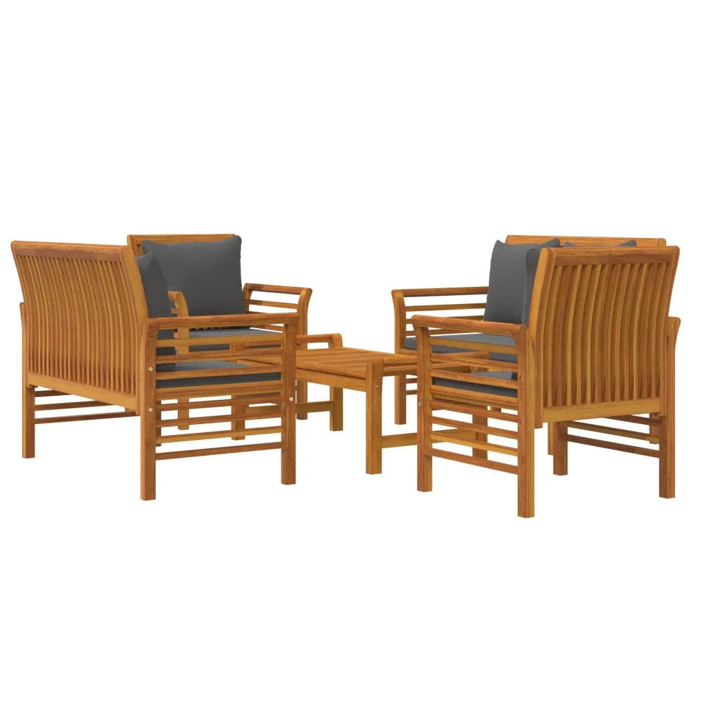 Set Salotto da Giardino 5 pz con Cuscini Legno Massello Acacia 3058100