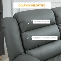 Divano 2 Posti Reclinabile e Imbottito con Schienale Diviso e Poggiapiedi, 168x98x102 cm, Grigio