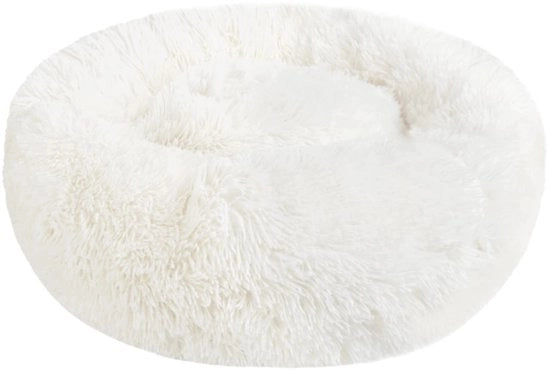 Cuscino per Cani e Gatti Piuma Ronde e Soffice Donut Cuscino per Cani e Gatti, Cuscino per Huisdieren, Lavabile, Dimensioni S/M/L/XL/XXL, per Piccoli, Medi e Grandi Cani, Gatti e Altri Animali Domestici (S-40cm, Bianco)