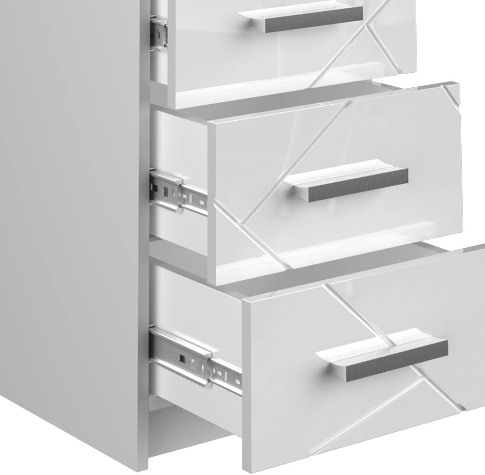 Comodini camera da letto Irma, Bianco, 35.5 x 66 cm, adatto per il posizionamento laterale accanto a letti boxspring