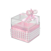 Trade Shop - 12 Scatolina Porta Confetti Bomboniera Nascita Battesimo Ciuccio Bimba Rosa -