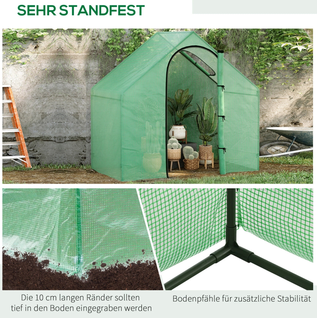 Serra walk-in 180x100x168 cm verde con finestra e porta