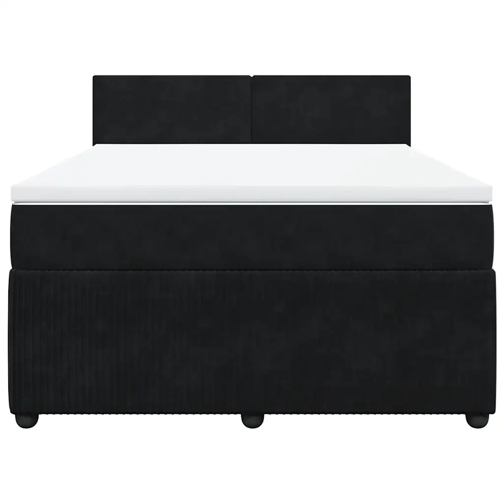 Giroletto a Molle con Materasso Nero 140x200 cm in Velluto