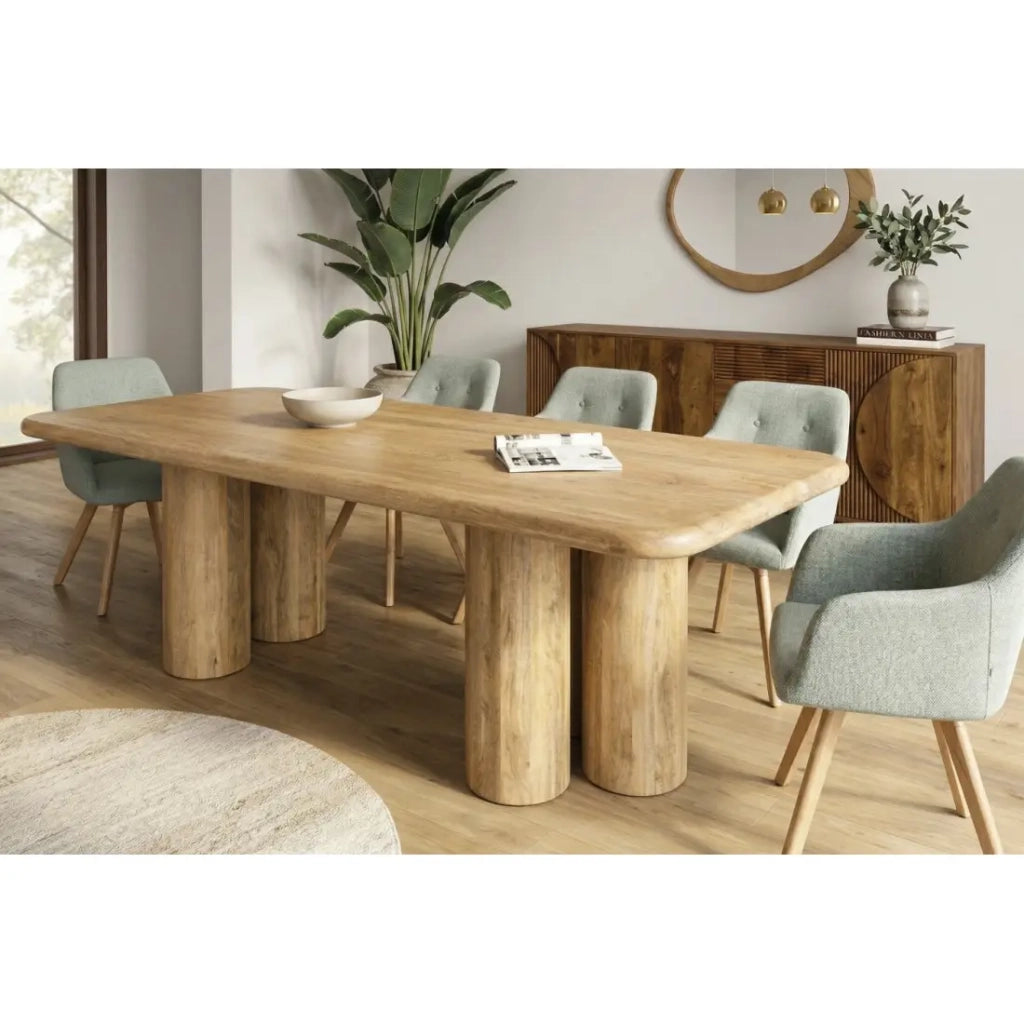 Tavolo da pranzo ORINO 240 cm in legno massello di mango - Tavolo rettangolare design con gambe cilindriche