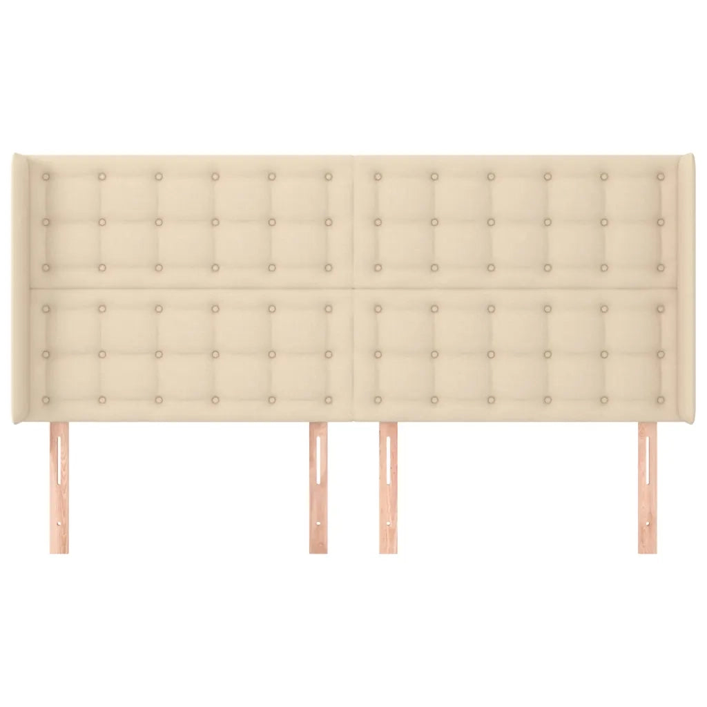 Testiera ad Orecchio-Testata con Orecchie Crema 203x23x118/128 cm in Tessuto 590975