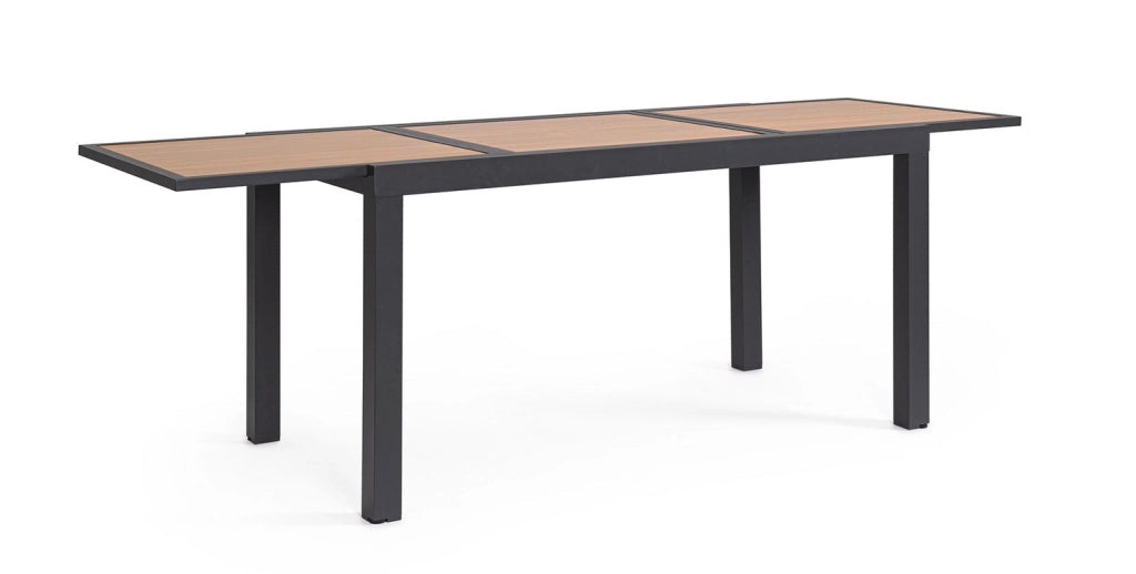 Tavolo Allungabile da Esterno 140-210x77x75h cm in Alluminio e Polywood Hilija Naturale e Antracite