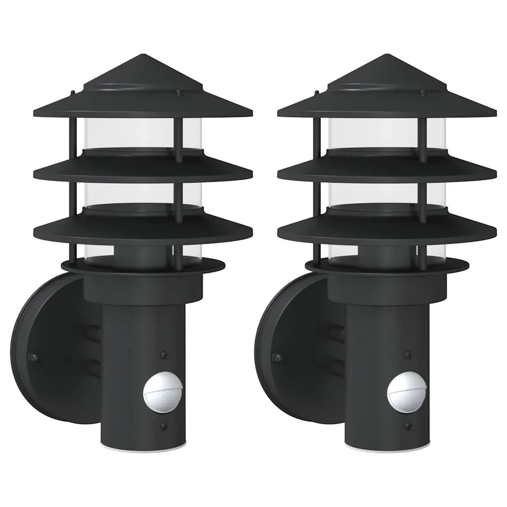 Applique per Esterno con Sensore 2 pz Nere in Acciaio Inox CFW7660556