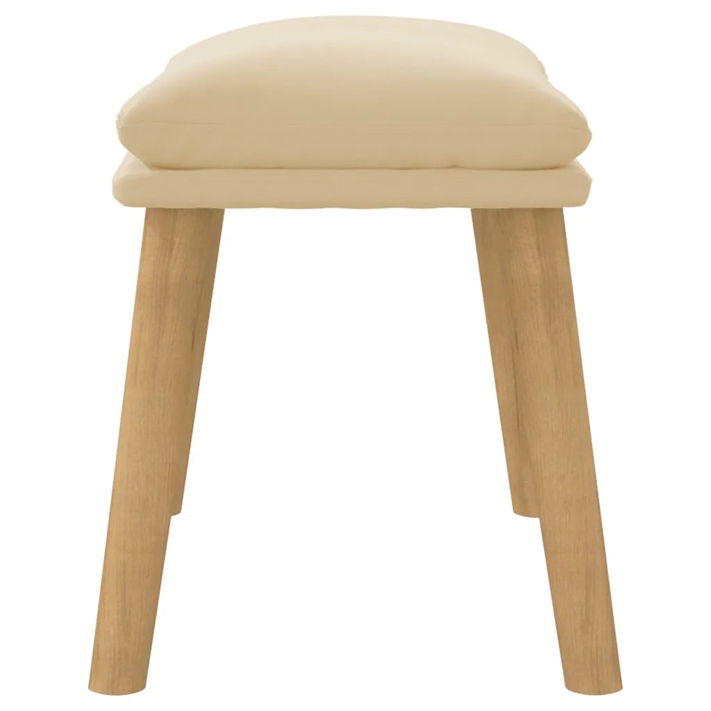 Poggiapiedi Bianco Crema 45x29,5x35 cm in Velluto