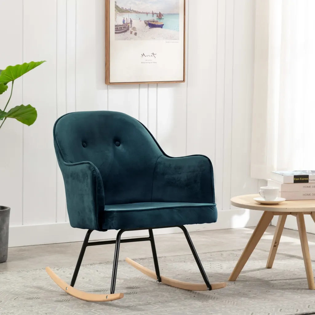 Sedia a Dondolo Blu in Velluto CFW5732376