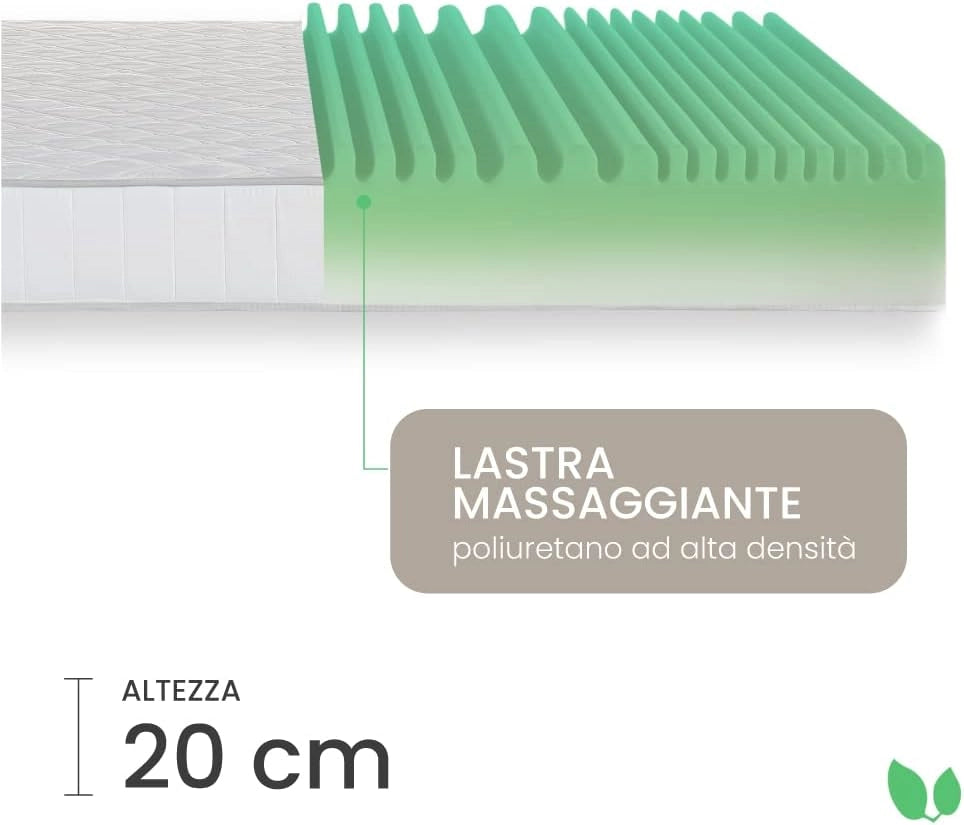 Materasso piazza e mezza memory 120x190 alto 20 cm antiacaro e antibatterico Farmarelax