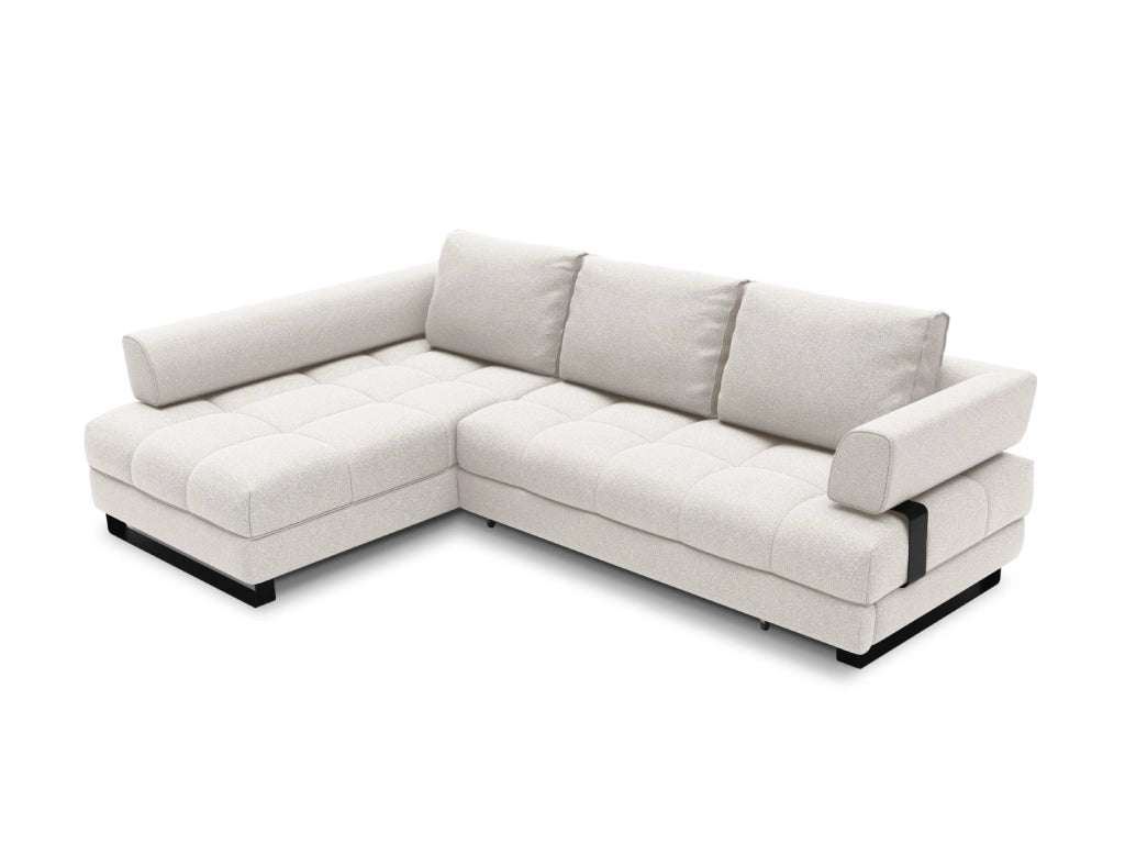 Cosmopolitan Design - Divano convertibile angolare sinistro con box "Clinton" 5 posti tessuto strutturato grigio chiaro