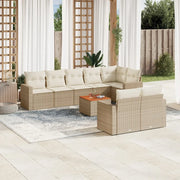 Set Divano da Giardino 9 pz con Cuscini Beige in Polyrattan 3224210