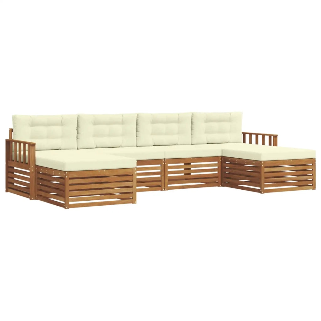 Set divani 6 pcs Naturale e Crema Legno di Acacia Massello 3373890