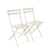Set 2 sedie da giardino bistrot pieghevole in metallo, beige