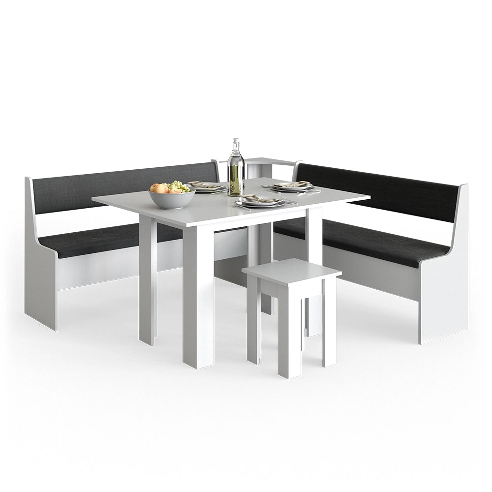 Vicco Gruppo panca ad angolo Bianco 180 x 41.5 cm con tavolo