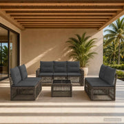 Set Divano da Giardino 8 pcs Grigio e Grigio Scuro polyrattan 3435095