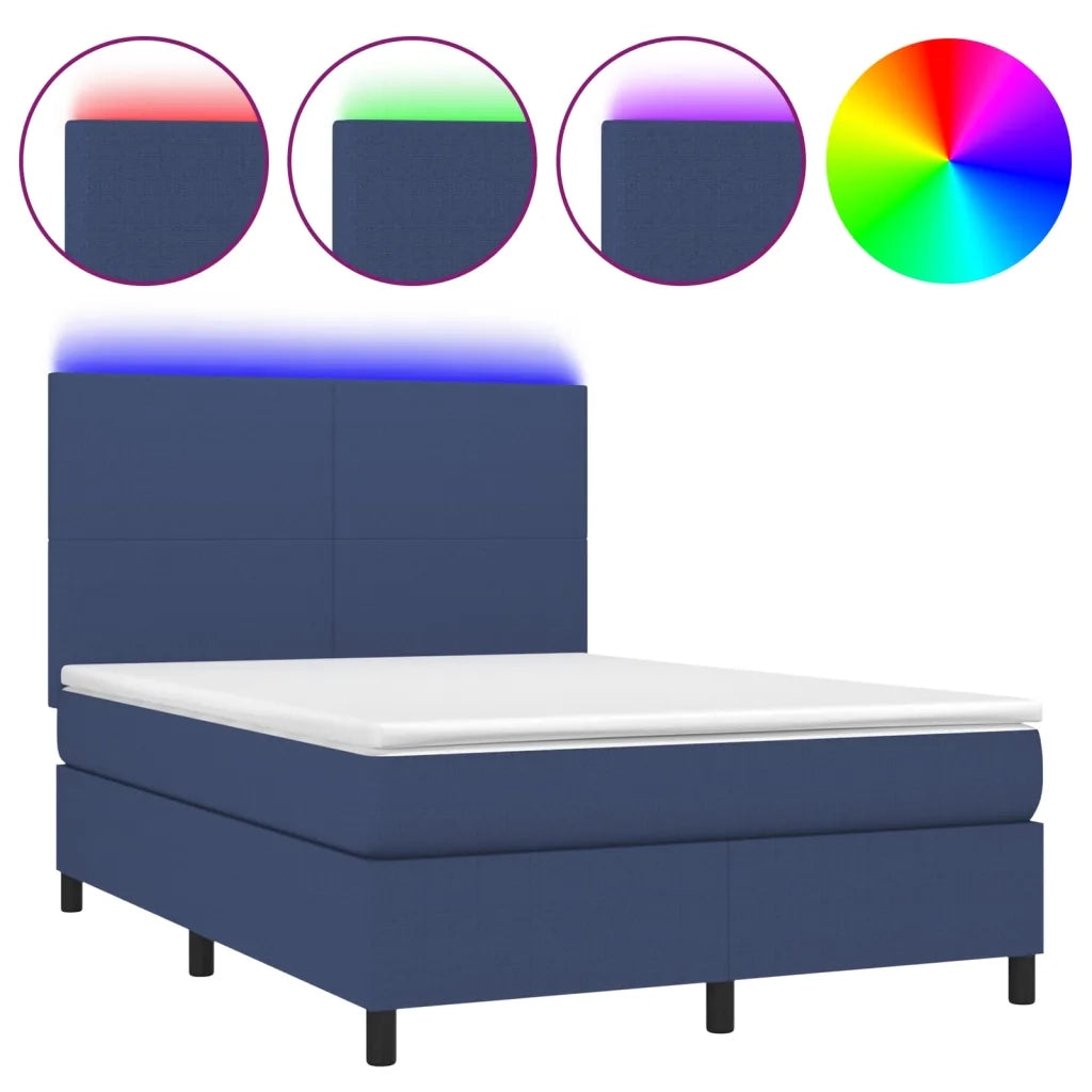 Letto a Molle con Materasso e LED Blu 140x190 cm in Tessutocod mxl 122881