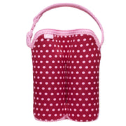 Borsa termica con cerniera per due biberon, motivo a pois, con tracolla rimovibile Rosa Built