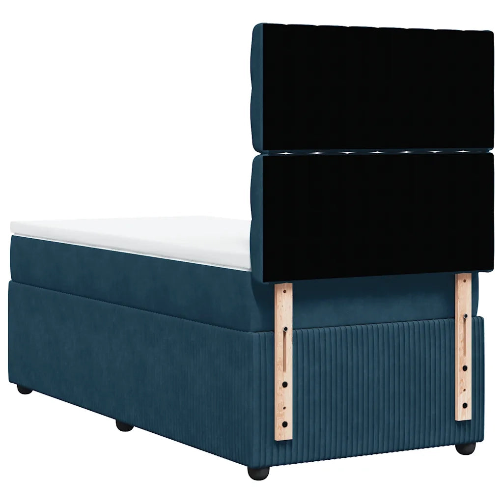 Giroletto a Molle con Materasso Blu Scuro 100x200 cm in Velluto