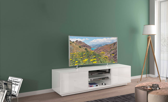 Mobile TV 2 Ante 180x41,4x46 cm Bloom Bianco Lucido