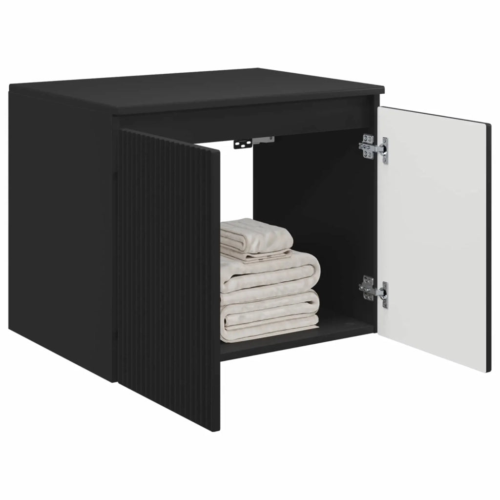 Mobiletto da Bagno a Muro Nero 62,5 x 44,5 x 50 cm