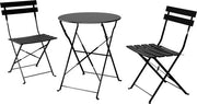 Set di giardino da interni, 3 pezzi, insieme di sedile per balcone, 2 sedie e 1 tavolo, pieghevole, set di mobili per cortile, giardino, esterno (nero)