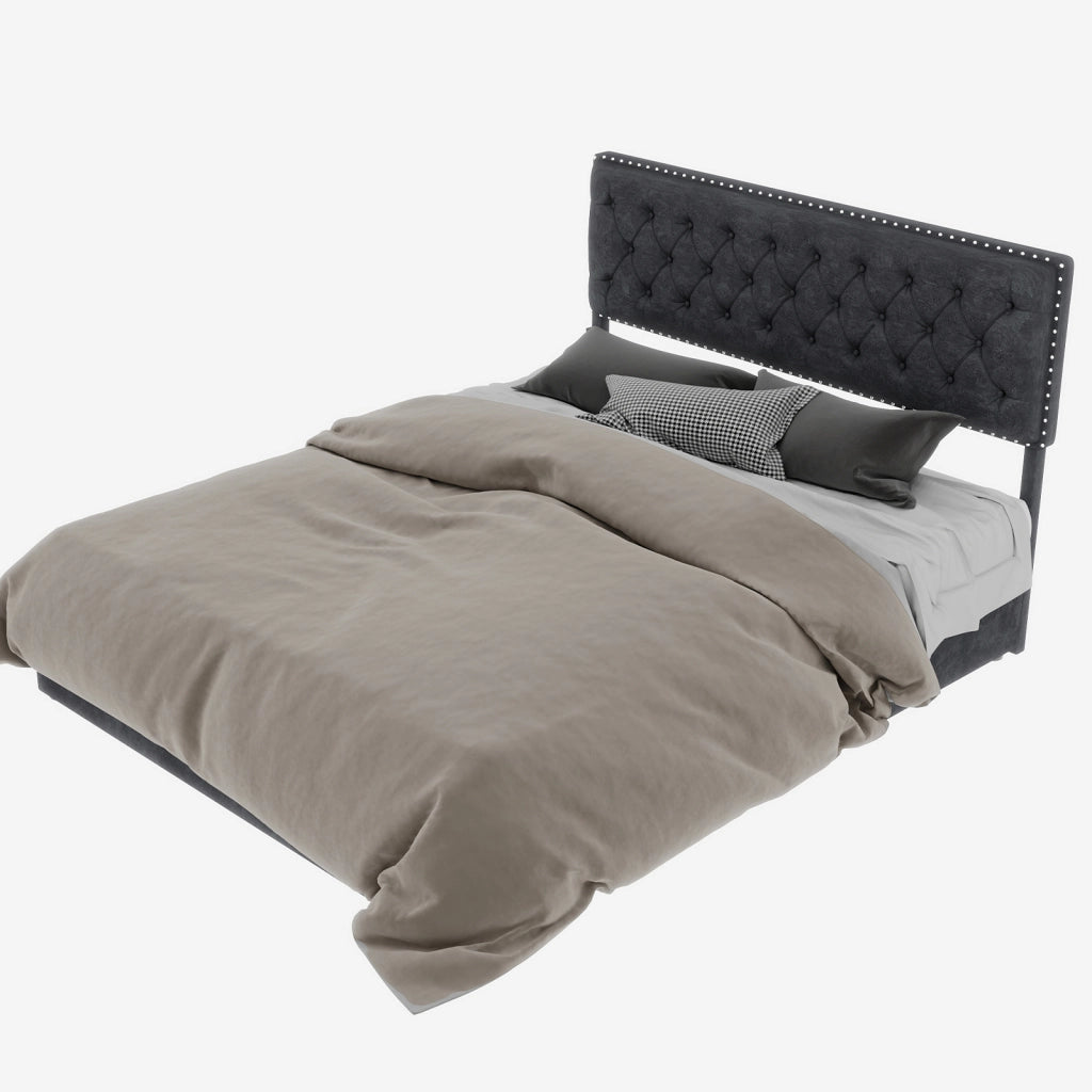 Letto Matrimoniale 160x200 cm - Testiera Imbottita; Spazio sotto il Letto - Grigio