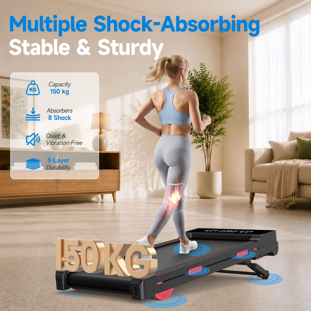 Tapis Roulant Salvaspazio con Pendenza Automatica 15%, Walking Pad da Scrivania Motore Senza Spazzole Silenzioso 2,5CV, 150kg, Telecomando e APP