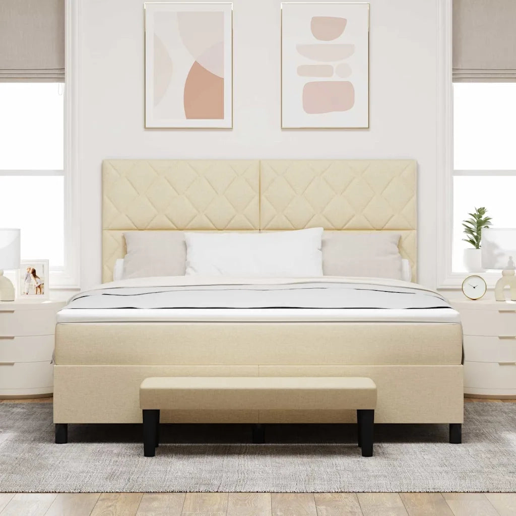 Letto a molle con testiera Crema 180 x 200 cm Tessuto 3344168