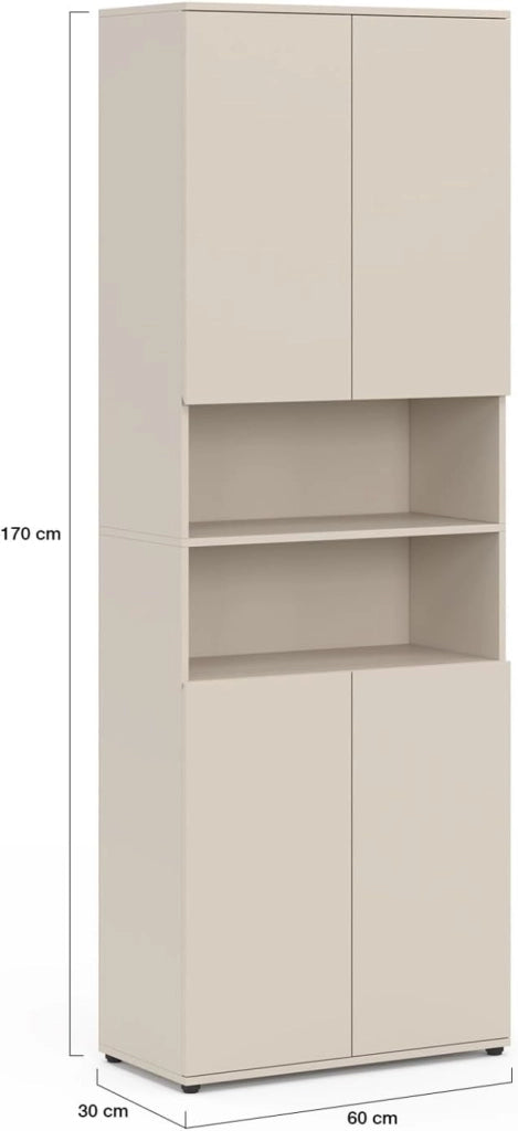 Mobile da bagno TOMI a 4 ante e 2 nicchie in legno beige