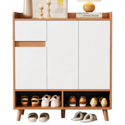 Scarpiera con ripiani regolabili e vani aperti per ingresso in truciolato 90×35×99 cm bianco naturale