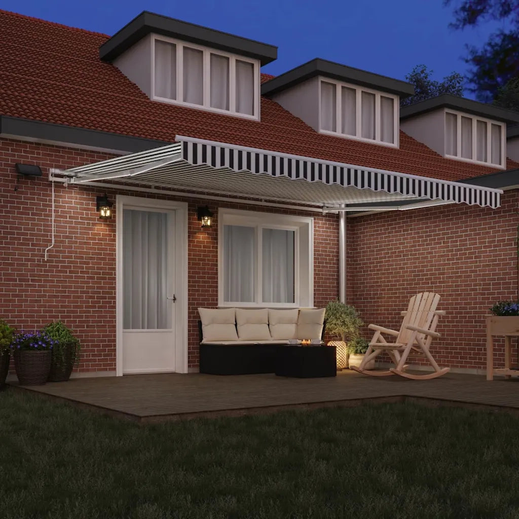 Tenda da Sole Retrattile Manuale con LED Antracite e Bianco 3215786