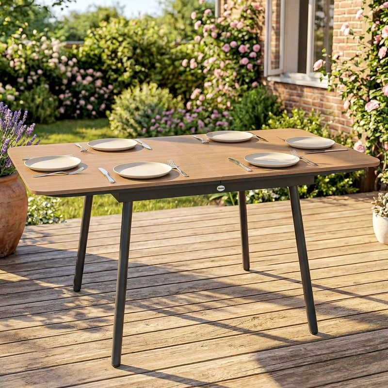TAVOLO da giardino 140x80 cm per 6 persone in metallo e WPC teak