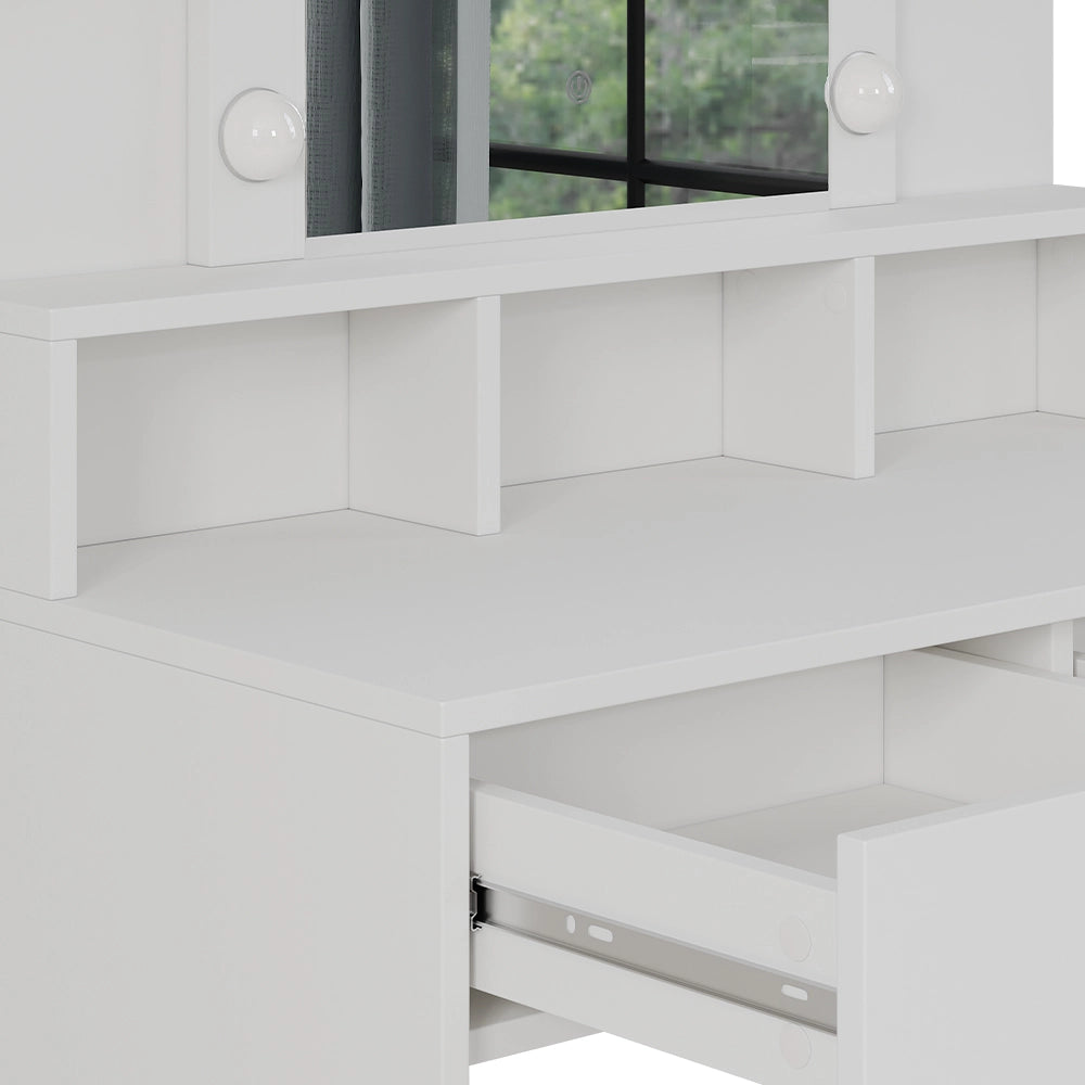 Vicco Tavolo da toeletta Bianco 80 cm con illuminazione LED e sgabello