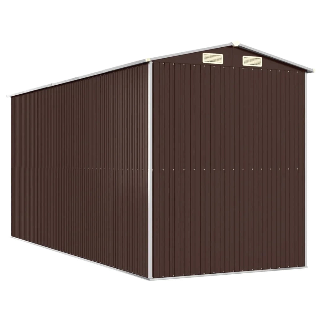 Casetta da giardino cabina ripostiglio capanno da esterno capanno per attrezzi robusta scura 192 x 440 x 223 cm acciaio zincato marrone 02_0022320