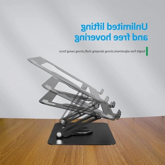 Stazione di lavoro da 360° girevole e regolabile in altezza per notebook - stabile stazione di lavoro per laptop da 10-16 pollici - nero