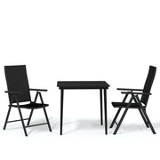 Set Mobili da Pranzo per Giardino 3 pz | Set Salotto da Giardino Nero
