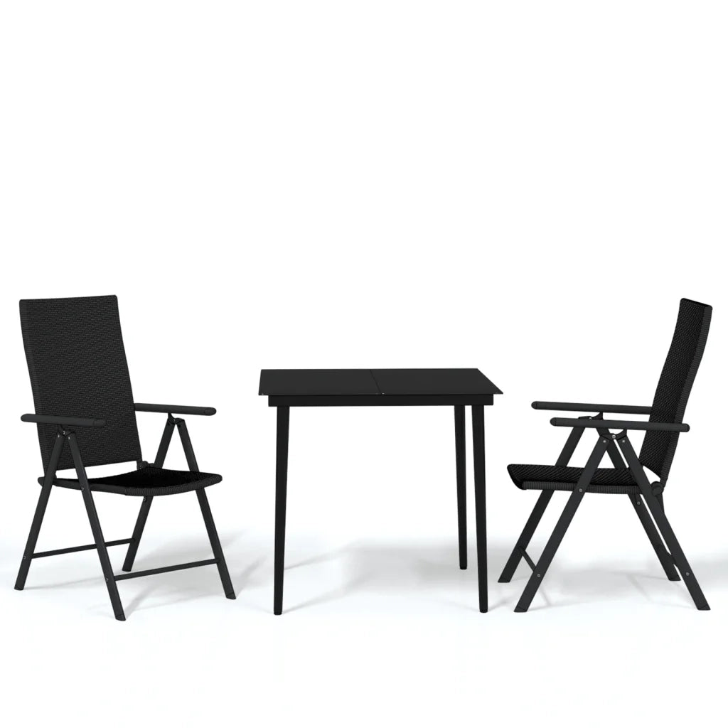 Set Mobili da Pranzo per Giardino 3 pz | Set Salotto da Giardino Nero