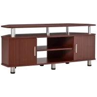 Mobile Porta TV Classico da Soggiorno con 2 ripiani e 2 Armadietti, in MDF e Acciaio Inox, Marrone, 120x39.5x52cm